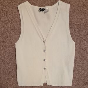 H&M White Ribbed Sleeveless Top